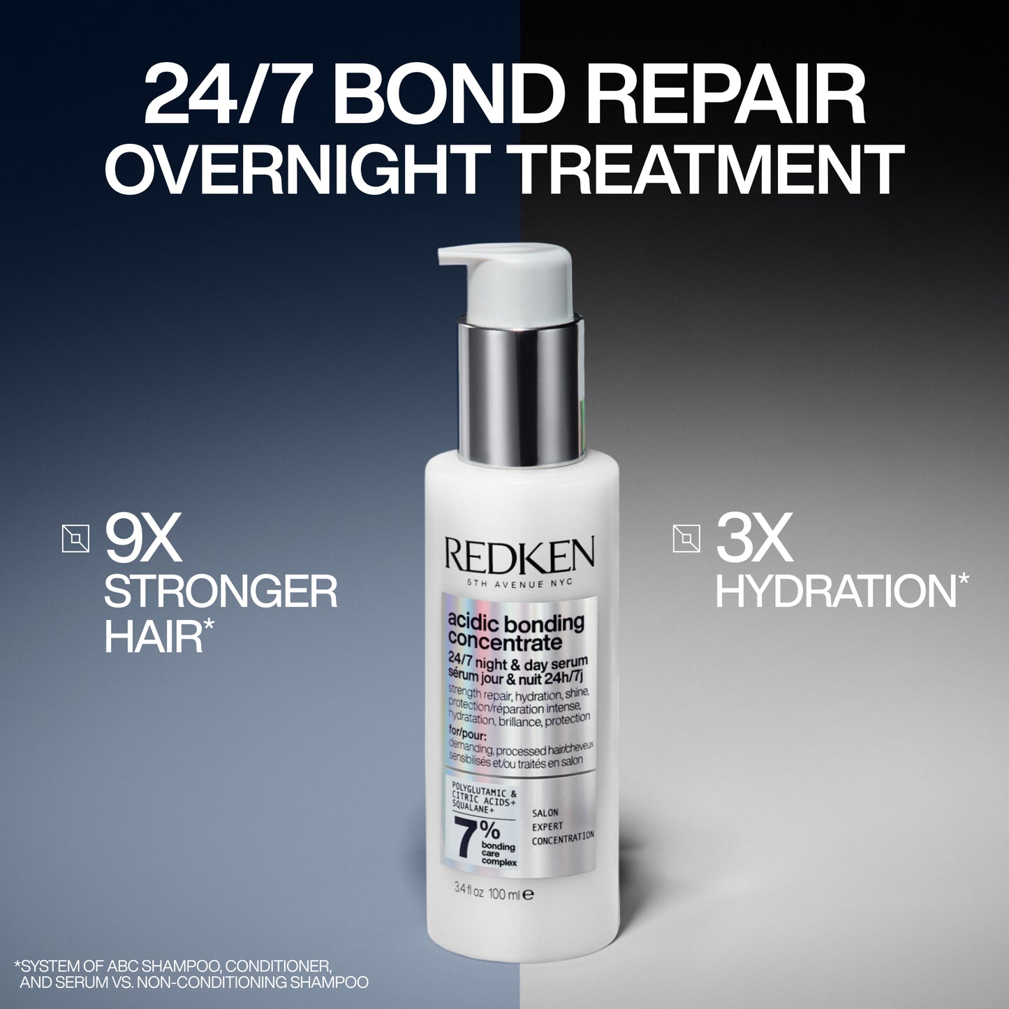 REDKEN CARE ACIDIC BONDING COMPLEX 24/7 CONCENTRATE NIGHT AND DAY SERUM 100ML