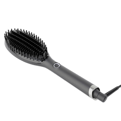 Gray hairbrush with bristle head on a white background