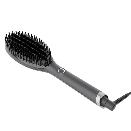Gray hairbrush with bristle head on a white background