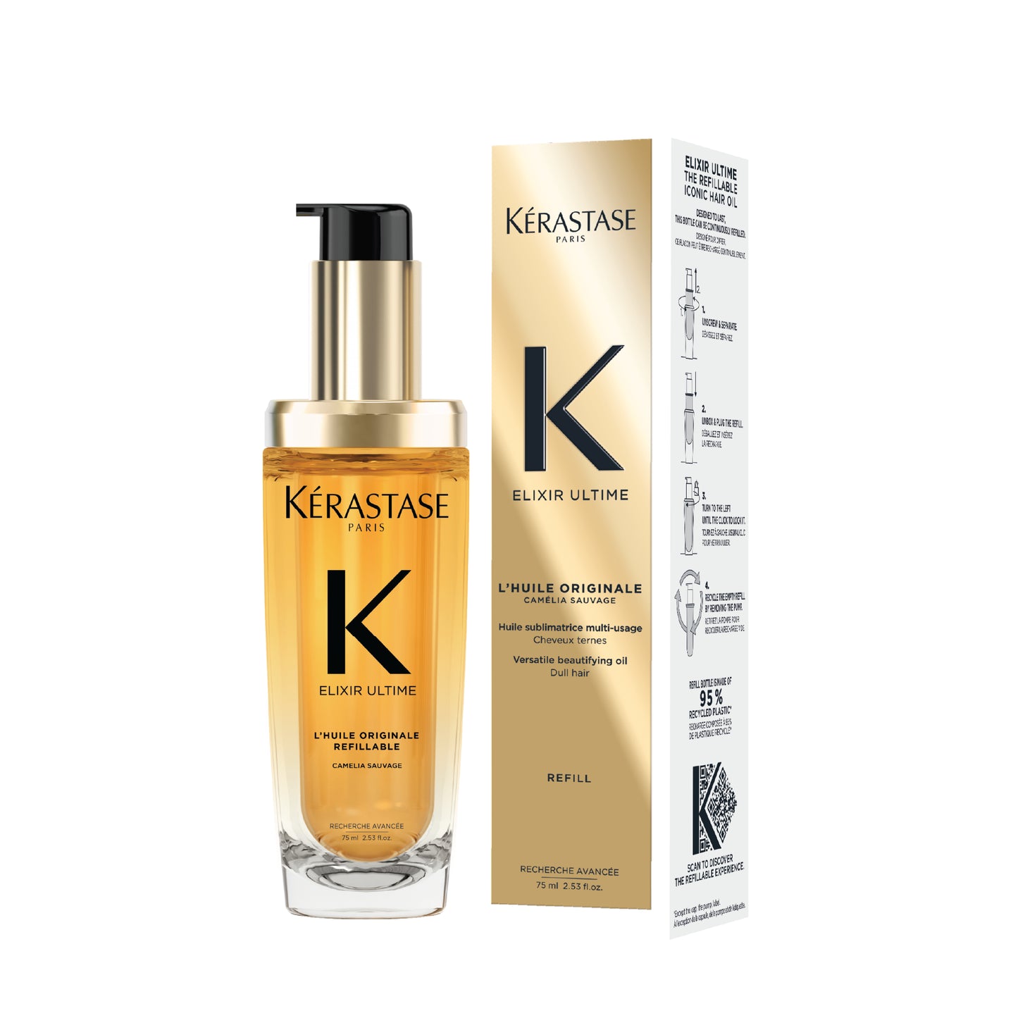 KÉRASTASE ELIXIR ULTIME L'HUILE ORIGINALE REFILLABLE HAIR OIL 75ML