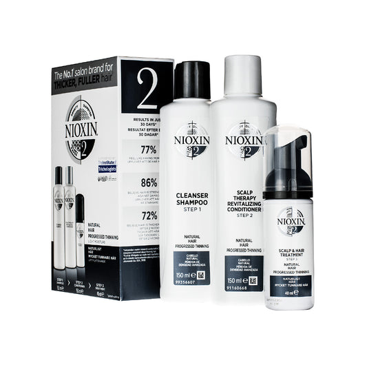 NIOXIN 3D CARE SYSTEM 2 - 3 PIECE TRIAL KIT FOR NOTICEABLY THINNING NATURAL HAIR