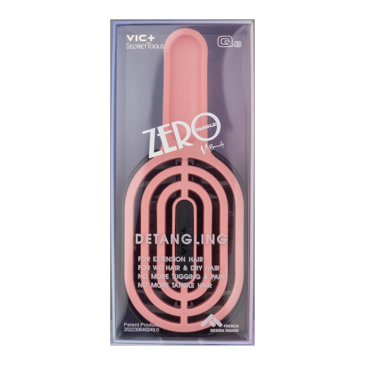 VIC+ SECRET TOOLS ZERO DETANGLING BRUSH LARGE IN PEACH