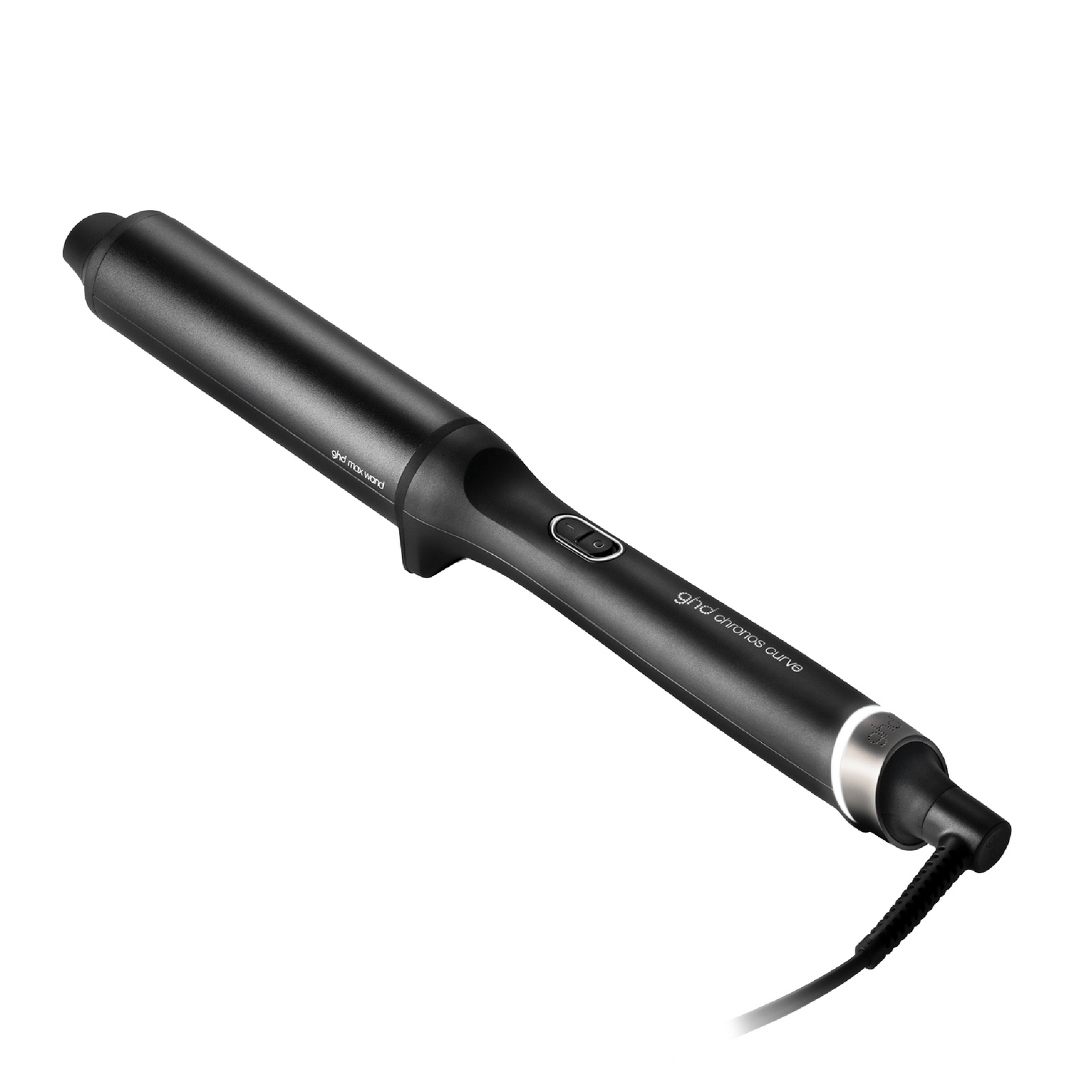 Black hair curling iron on a white background