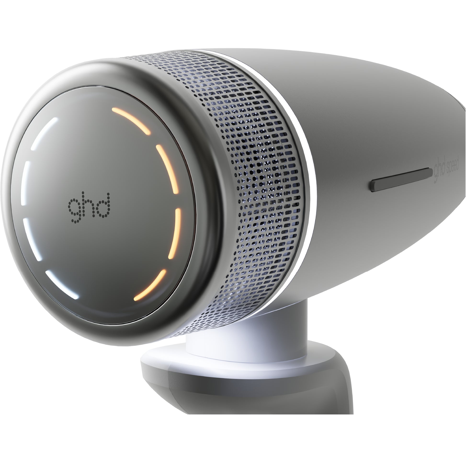 GHD hair dryer on a white background