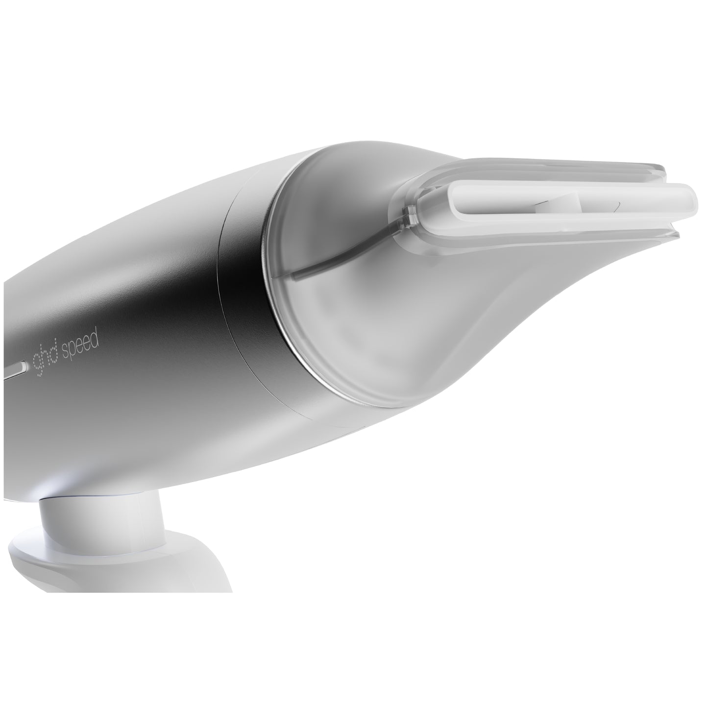 Gray and white electronic device on a white background