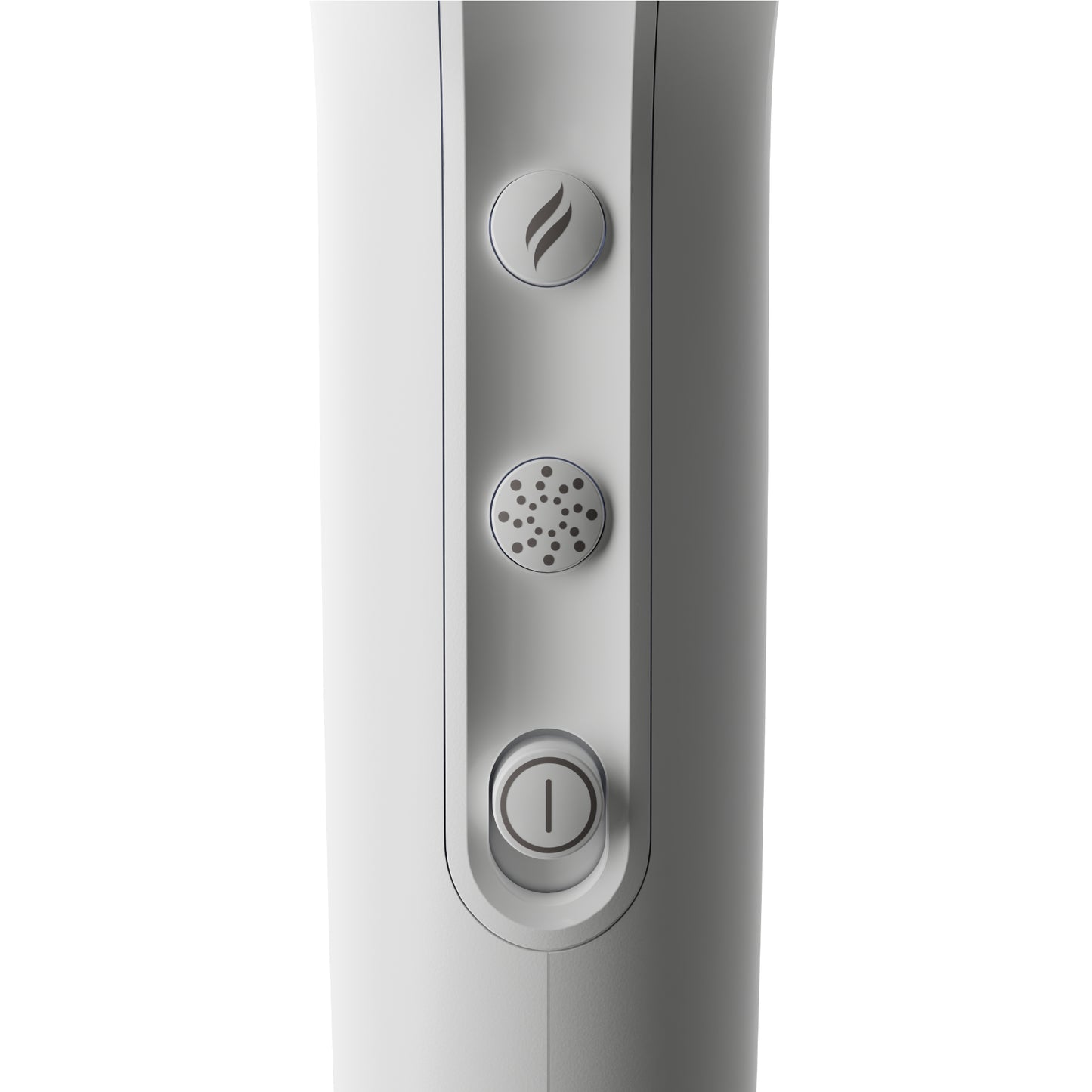 Close-up of a modern electronic device with control buttons on a white background