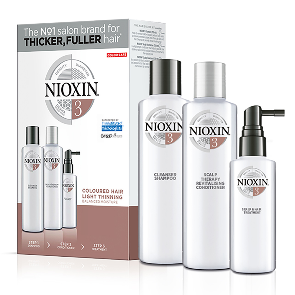 Nioxin 3D Care System 3 - 3 Piece Trial Kit For Lightly Thinning Coloured Hair