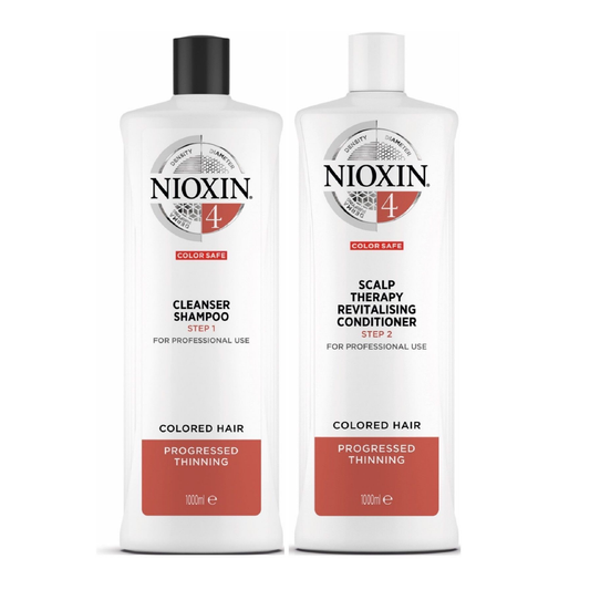 NIOXIN 3D CARE SYSTEM 4 - CLEANSER SHAMPOO AND REVITALISING CONDITIONER FOR NATURAL HAIR WITH LIGHT THINNING 1L DUO VALUED AT $178